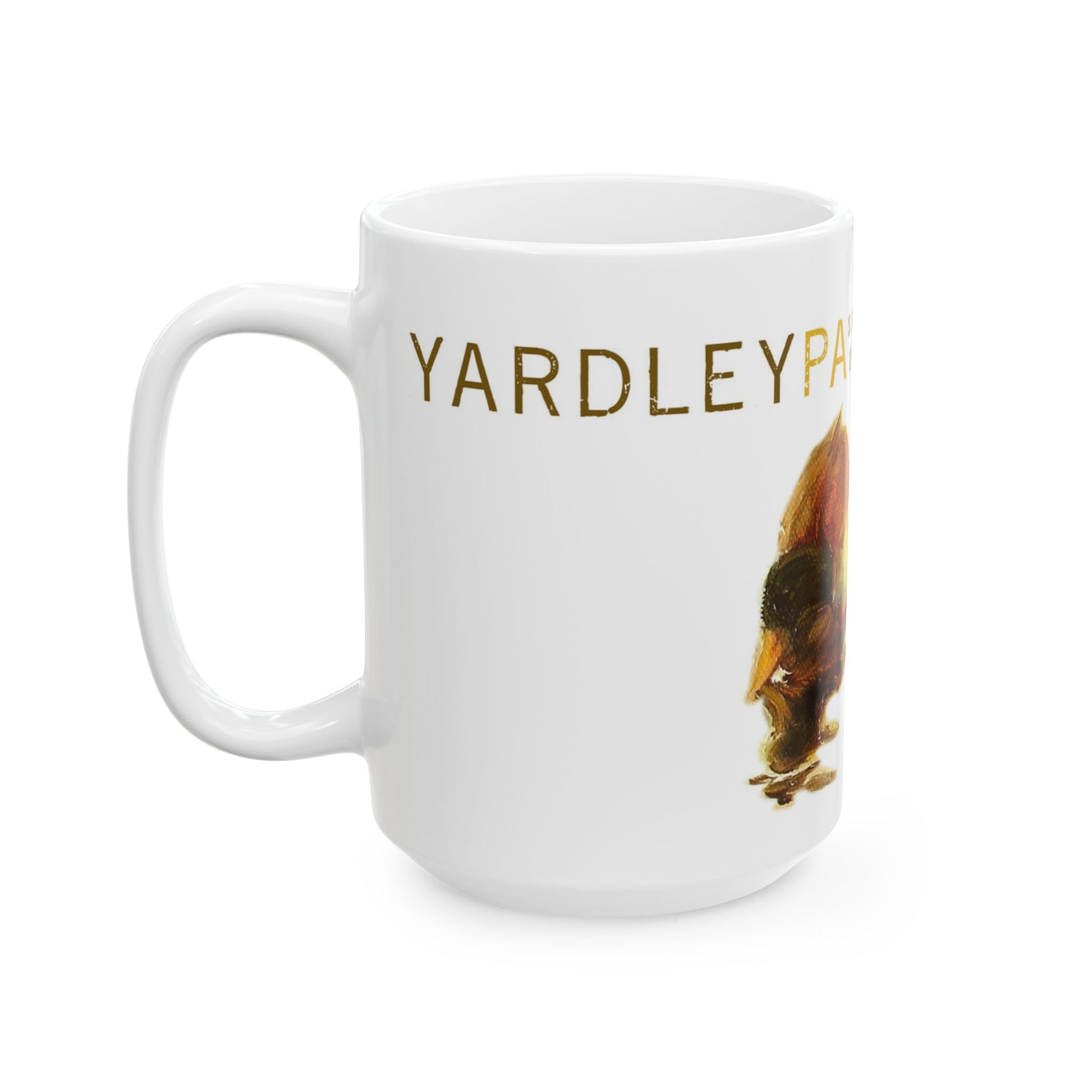 A Yardley PA Since 1682 mug details featuring duck painting by Jennifer Hansen Rolli.