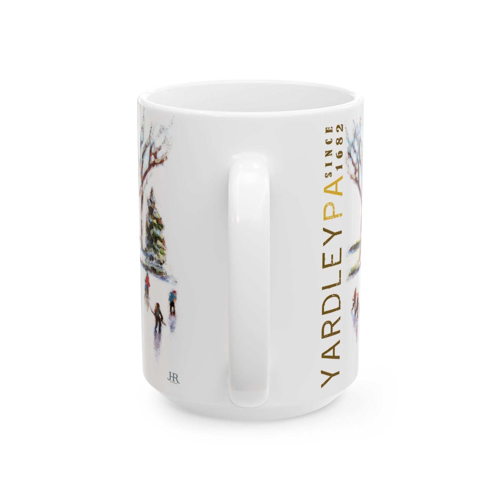 The handle details of Jennifer Hansen Rolli's Yardley PA skaters mug.