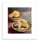 Yellow cake oil painting by artist Jennifer Hansen Rolli.