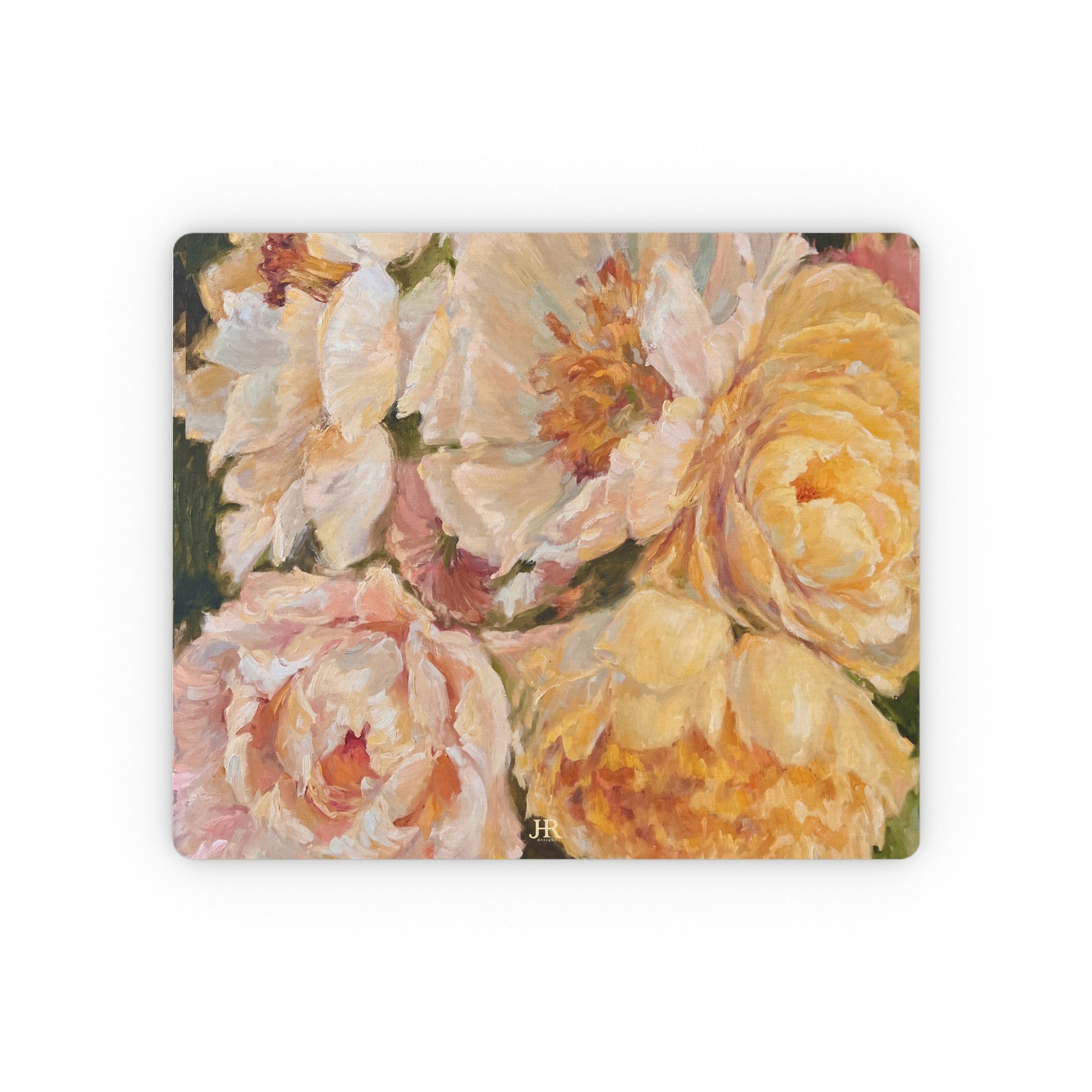 A mousepad featuring the yellow peony artwork of artist Jennifer Hansen Rolli.