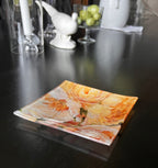 Yellow Peony Glass Curio Tray