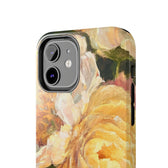 iPhone 12 phone case camera details featuring a yellow peony painting by artist Jennifer Hansen Rolli.