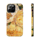 iPhone 13 pro max phone case featuring a yellow peony painting by artist Jennifer Hansen Rolli.
