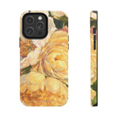 iPhone 14 pro max phone case featuring a yellow peony painting by artist Jennifer Hansen Rolli.
