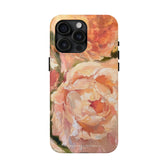 iPhone 15 pro max case featuring a pink peony painting by artist Jennifer Hansen Rolli.