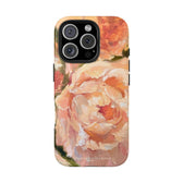 Iphone 16 Pro Max case featuring a pink peony painting by artist Jennifer Hansen Rolli.
