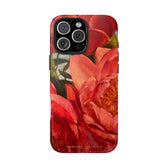 iPhone 16 pro phone case featuring a red peony painting by artist Jennifer Hansen Rolli.