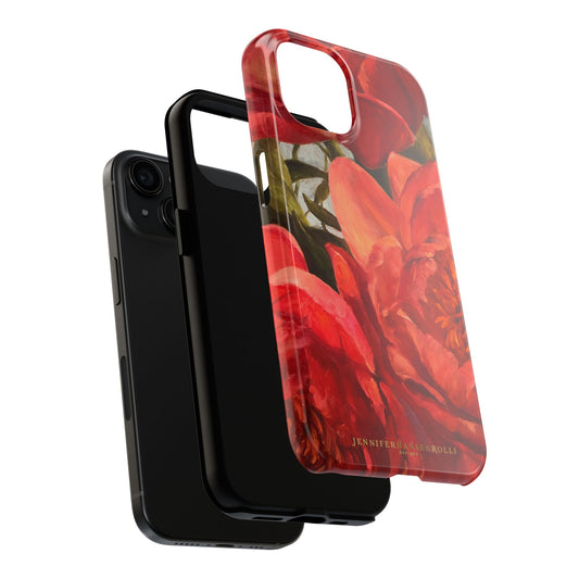 Impact resistant Iphone case featuring a Red Peony by artist Jennifer Hansen Rolli.