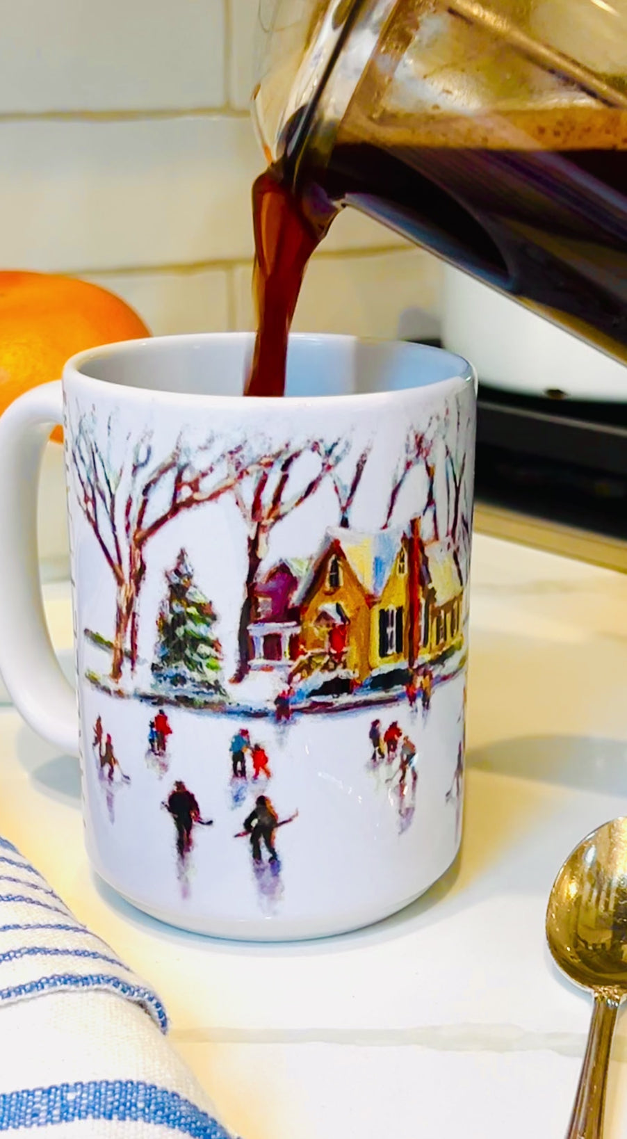 A video showing coffee being poured into Jennifer Hansen Rolli's Yardley PA Skaters mug.